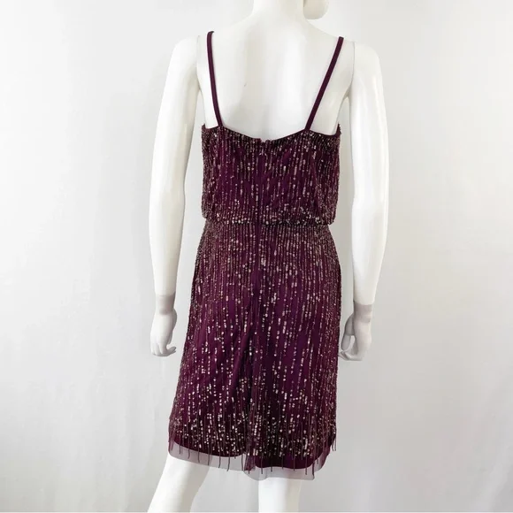 Adrianna Papell Dress Size 4 Midi Beaded Flapper Whimsigoth Dark Fairycore - Picture 10 of 13